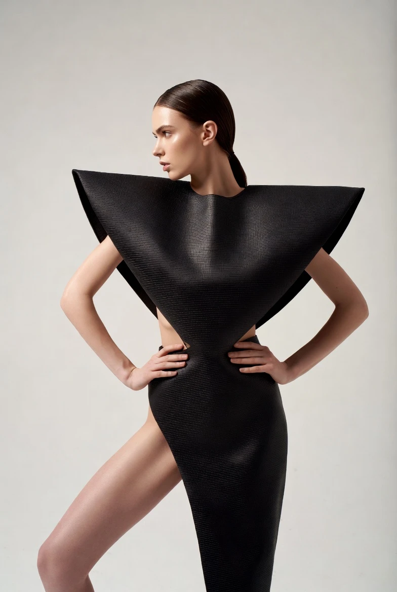 Architect the Void: Design This Extreme Black Sculptural Gown