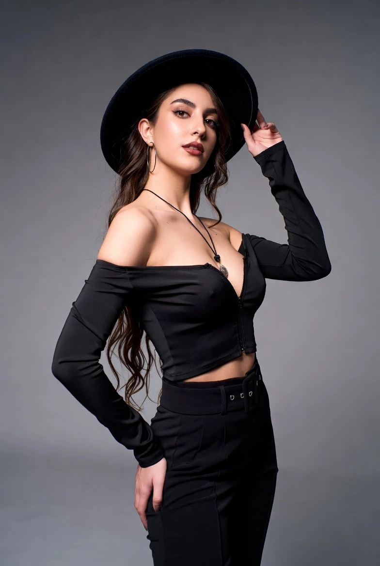 Command the Room - Recreate This Edgy Off-Shoulder Hat Look