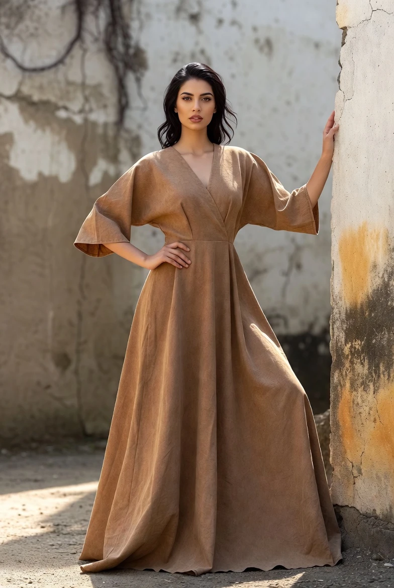 Embrace Timeless Folk-Ethnic Linen Maxi Elegance