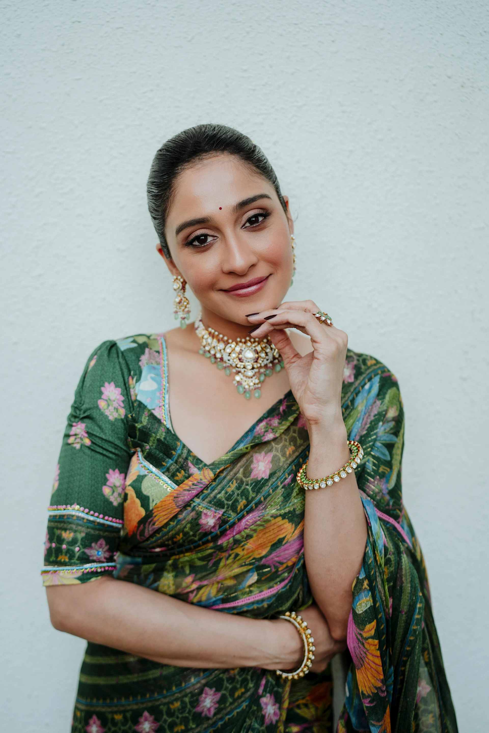 Green Floral Saree for Anniversary