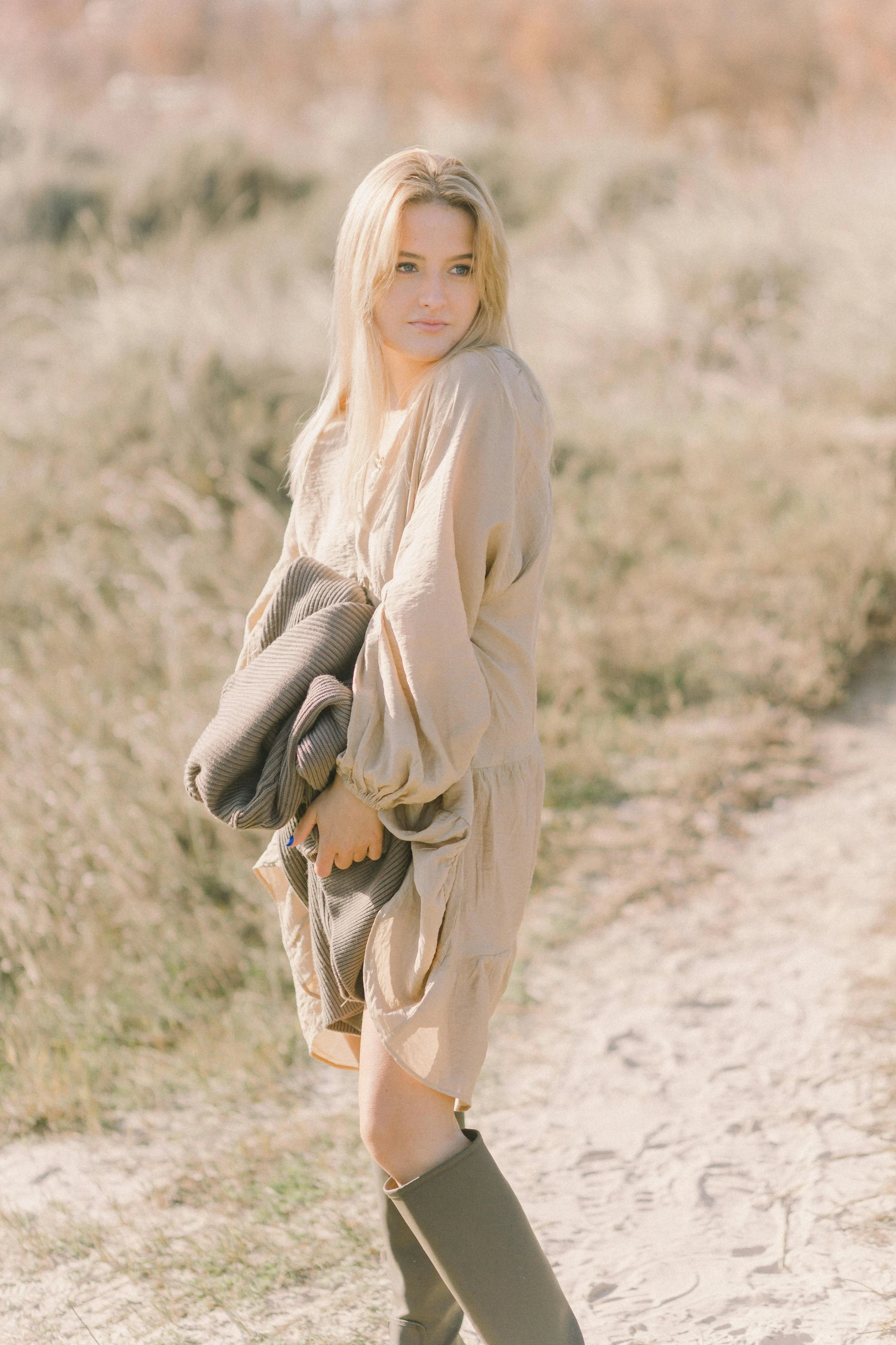 How to Style a Beige Balloon Sleeve Dress for Daily Wear
