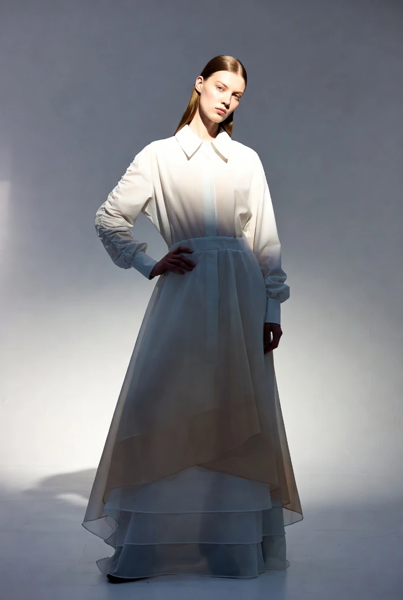 Layered Sheer Organza Maxi – Ethereal Minimalist Runway