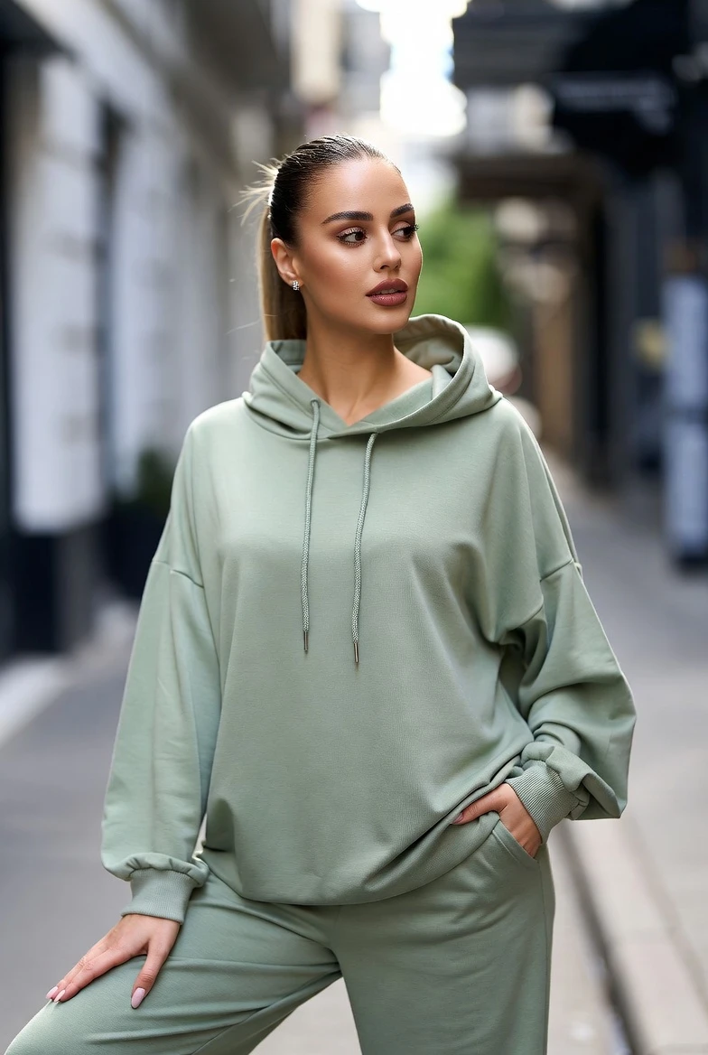 Level Up Casual: Style This Effortless Sage-Green Tracksuit Look Today