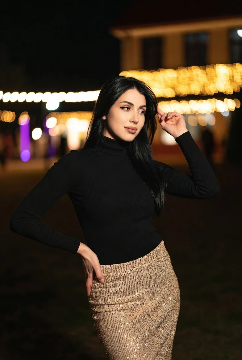 Nail This Effortless Black Turtleneck & Gold Sequin Skirt NYE Party Ou