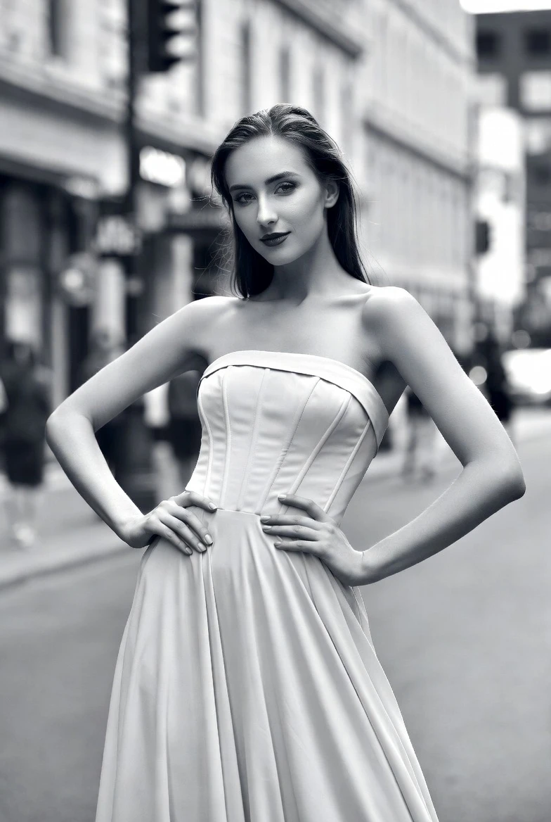 Own the Street in Monochrome Elegance - Recreate This Strapless Corset