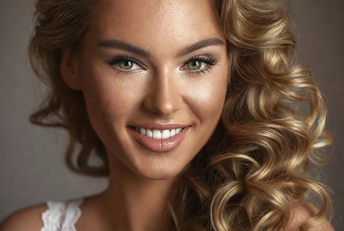 Radiant Smile & Golden Curls: Fresh Beauty Portrait
