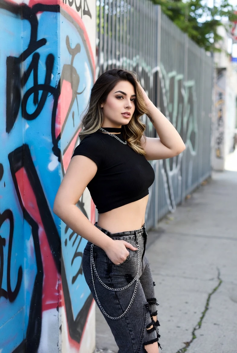 Rule the Streets: Style This Black Crop + Chain Jeans Look Today!